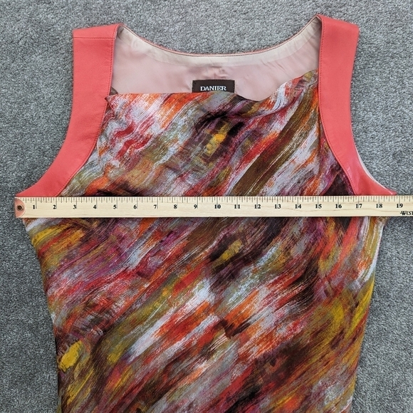 DANIER leather and silk multicolor maxi mermaid dress size 12 - Picture 8 of 12